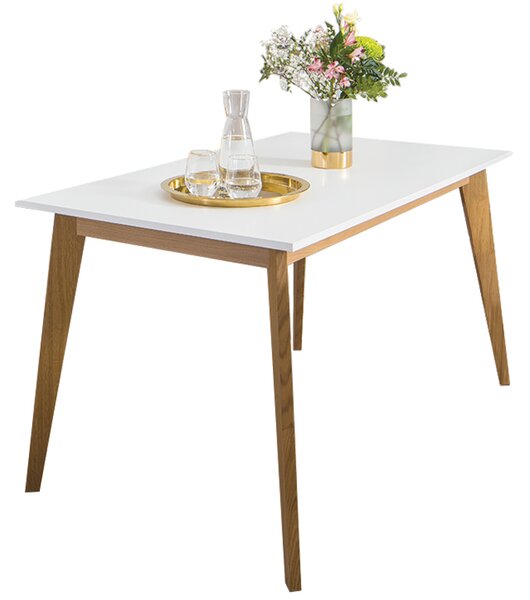 ARBYD Bílý dřevěný jídelní stůl Thia 140 x 80 cm