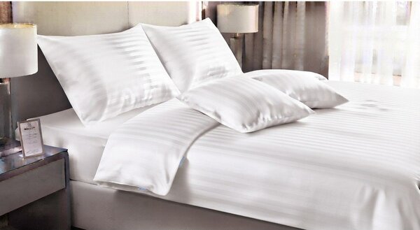 Bílé 3dílné povlečení na jednolůžko 140x200 cm Hotel stripe – JAHU collections