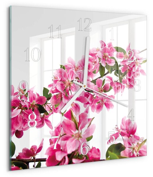 Skleněné hodiny Květiny zskb-30x30-00080854