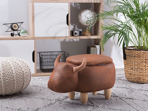 Zvířecí stolička s úložným prostorem COW Umělá kůže Světle hnědá Kráva