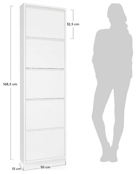 Bílý kovový botník Kave Home Ode 169 cm