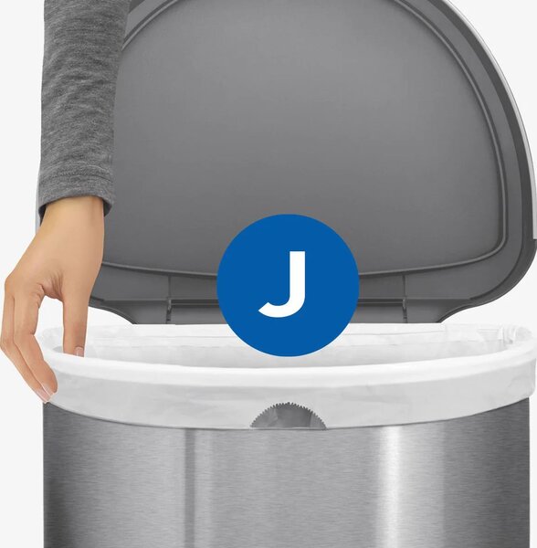 Pedálový odpadkový koš Simplehuman – 45 l, půlkulatý, matná černá ocel, rám na sáčky