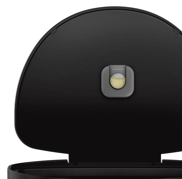 Pedálový odpadkový koš Simplehuman – 45 l, půlkulatý, matná černá ocel, rám na sáčky
