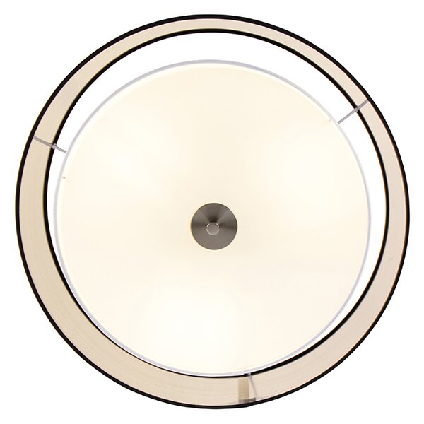 Moderní stropní svítidlo černé s bílou 50cm 3-světlo - Drum Duo