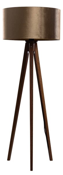 Stojací lampa na třech nohách z ořechového dřeva s bronzovým sametovým stínítkem 50 cm - Tripod Classic