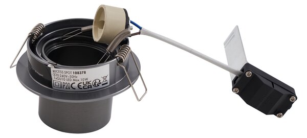 Sada 6 moderních zapuštěných bodových svítidel Gunmetal GU10 50mm kulatá naklápěcí - Installa