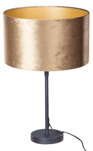Stolní lampa černá s sametovým stínidlem bronz 35 cm - Parte