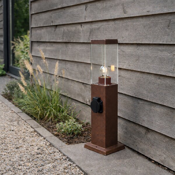 Venkovní lampa rezavě hnědá 45 cm s objímkou IP44 - Malios
