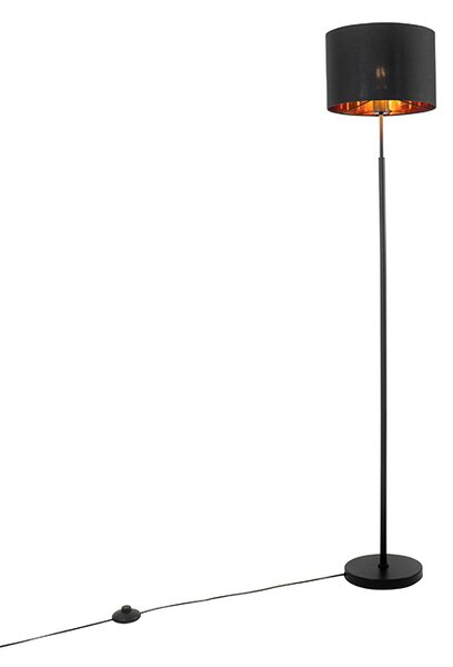 Chytrá stojací lampa černá se zlatým kulatým vč. WiFi A60 - VT