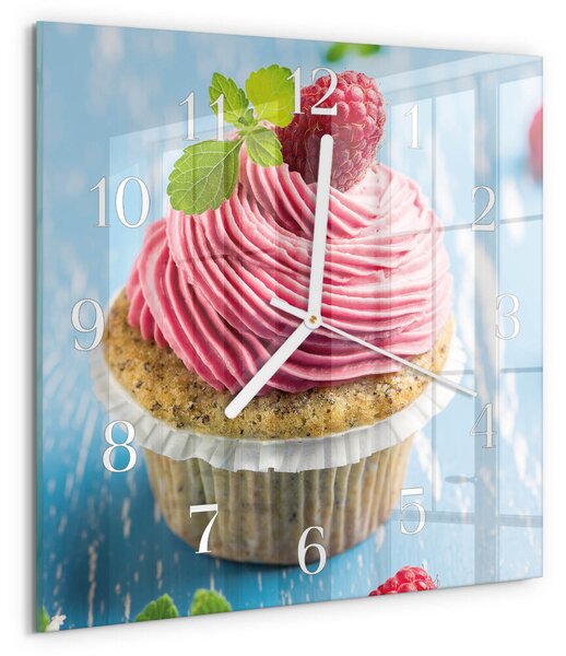 Skleněné hodiny Malinový muffin zskb-30x30-00090989