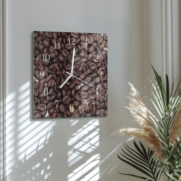 Skleněné hodiny Kávová zrna zskb-30x30-00079294