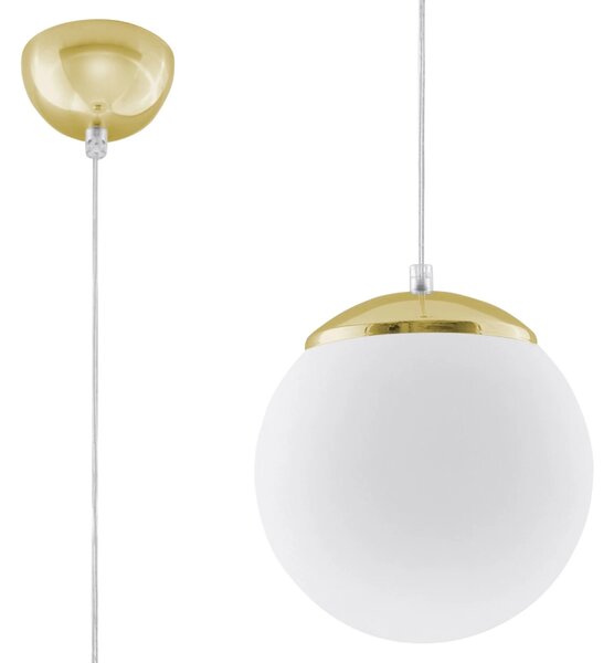 Závěsné svítidlo Ugo, 1x bílé skleněné stínítko, (fi 20 cm), g