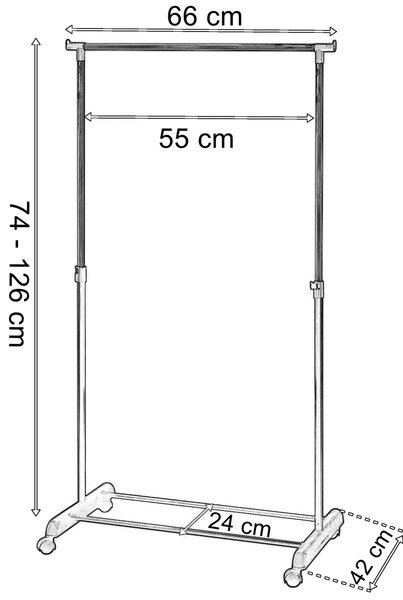 TZB Pojízdný stojan na oděvy Ida 66 cm bílý