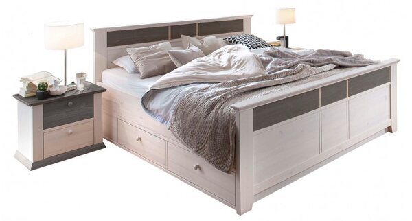 Dřevěná postel z masivu s úložným prostorem 180 x 200 Goteborg
