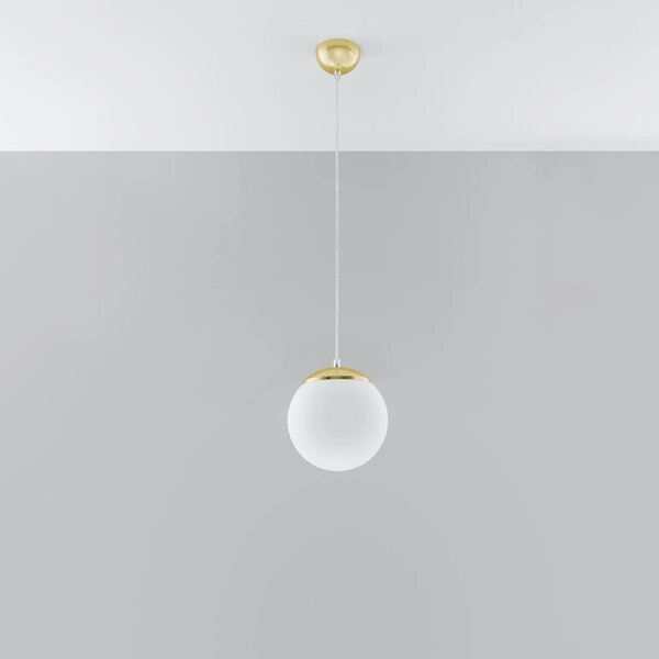 Závěsné svítidlo Ugo, 1x bílé skleněné stínítko, (fi 20 cm), g