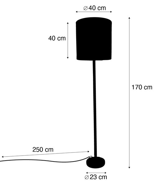 Dřevěná stojací lampa se zeleným sametovým stínidlem 40 cm - Mels