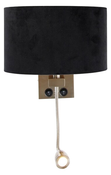 Nástěnná lampa z oceli s oválným sametovým stínítkem, černá, 25 cm - Brescia Combi
