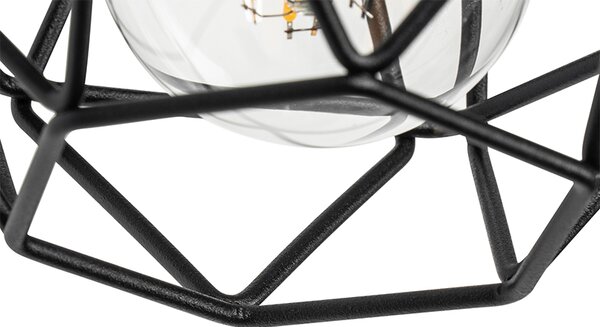 Chytré nástěnné svítidlo černé s dřevem vč. WiFi A60 - Chon