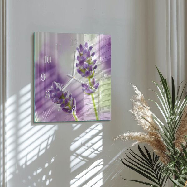 Skleněné hodiny Levandule zskb-30x30-00086907