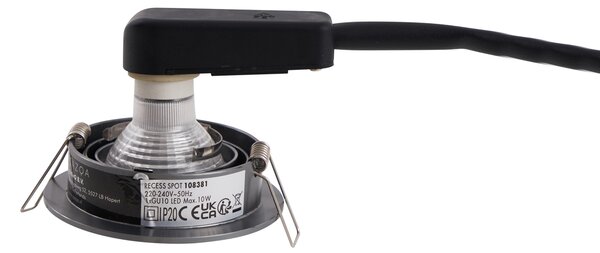 Sada 6 moderních zapuštěných bodových svítidel Gunmetal GU10 50mm kulatá naklápěcí - Chuck