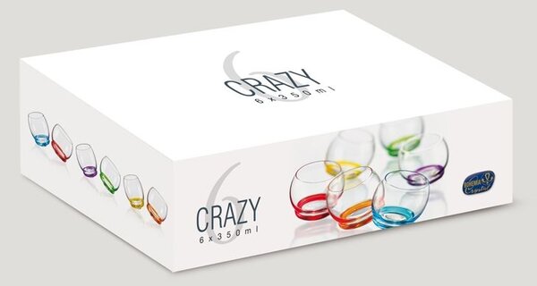Crystalex barevné tančící skleničky Crazy 390 ml 6 ks