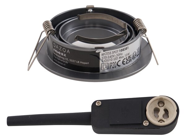 Sada 6 moderních zapuštěných bodových svítidel Gunmetal GU10 50mm kulatá naklápěcí - Rondoo