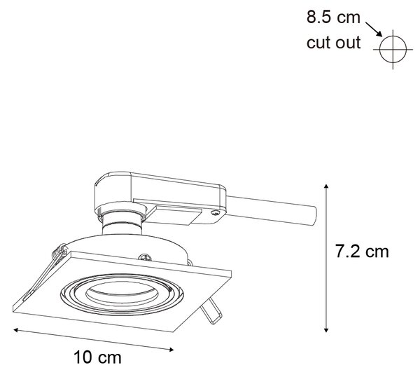 Sada 6 moderních zapuštěných bodových svítidel Gunmetal GU10 50mm kulatá naklápěcí - Qure