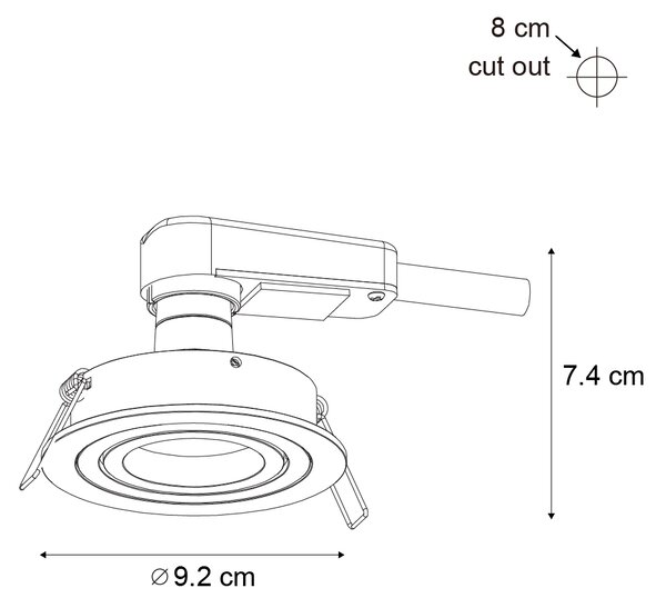Sada 6 moderních zapuštěných bodových svítidel Gunmetal GU10 50mm kulatá naklápěcí - Rondoo