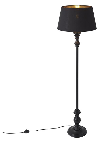 Stojací lampa se stínidlem 45 cm černá se zlatým interiérem - Classico