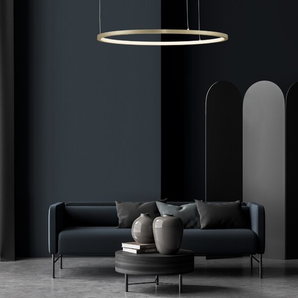 Zlaté kovové závěsné LED světlo Nova Luce Tarquin 60 cm
