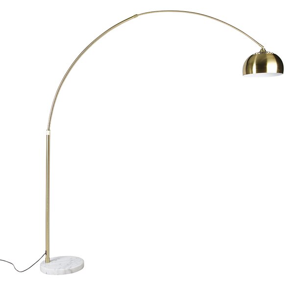 Mosazná oblouková lampa s bílou mramorovou základnou, nastavitelná - XXL