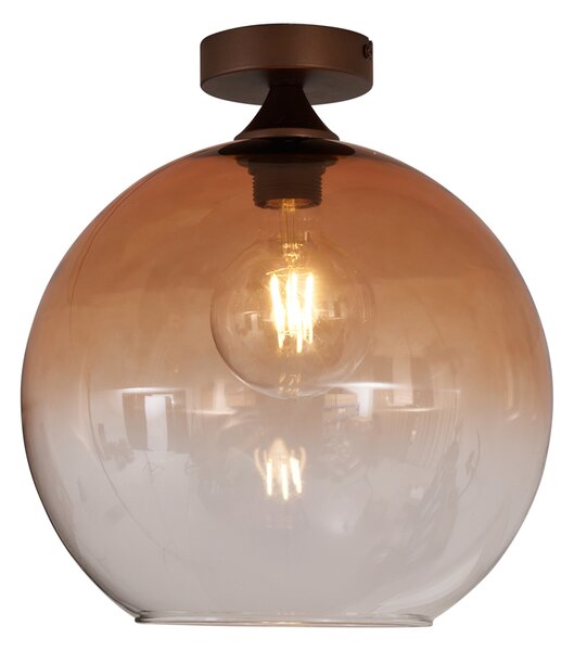 Art Deco stropní svítidlo tmavě bronzové s hnědým sklem - Sandra
