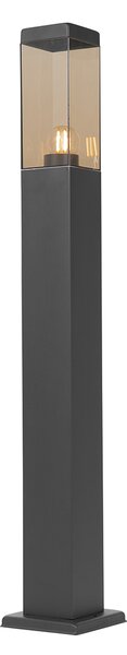 Moderní venkovní stojací lampa tmavě šedá s kouřem 80 cm - Malios