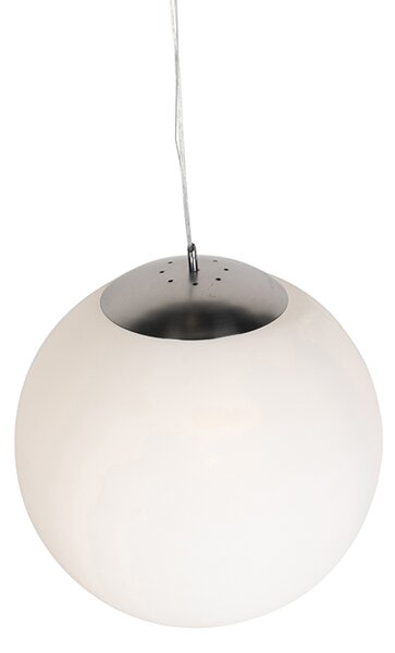 Chytré skandinávské závěsné svítidlo stříbrné s opálovým sklem 50 cm vč. WiFi A60 - Ball 50