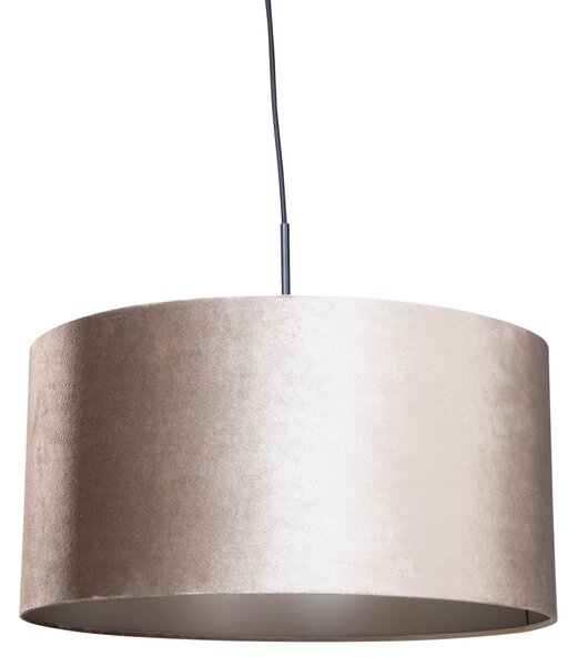 Závěsné svítidlo černé se sametovým stínidlem v barvě taupe 50 cm - Combi 1
