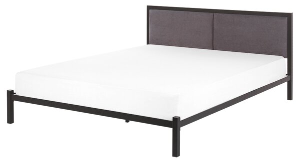 Kovová černá postel s šedou čelní deskou a rámem CLAMART 160 x 200 cm