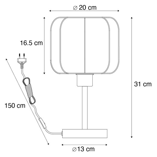 Japandi stolní lampa černá s bílou - Madleine