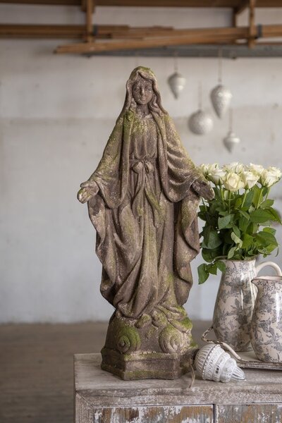 Keramický dekorační džbán se šedými květy Mell French M - 20*14*25 cm - Clayre & Eef