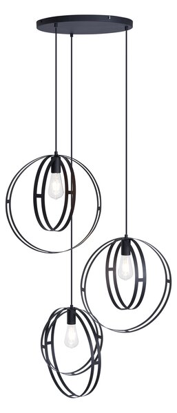 Designové závěsné svítidlo černé kulaté 3-světlo - Indu