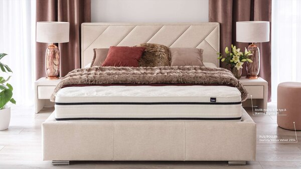 Hauss Moderní postel Nastri (mnoho velikostních variant) Odstín postele: Potah skupiny I, Úložný prostor: MEDIUM kostra bez úložného prostoru, Rozměr matrace: 160 x 200 cm