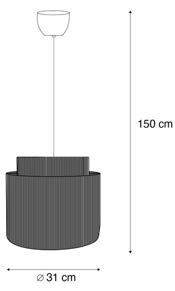 Závěsné svítidlo Japandi černé s hnědým lanem 31 cm - Smilla