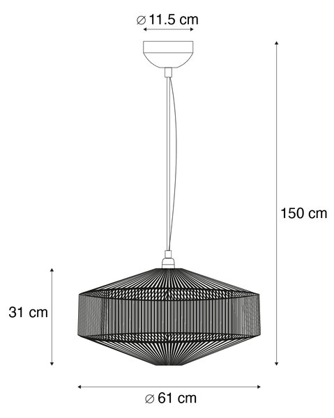 Závěsné svítidlo Japandi hnědé lano 61cm - Svea