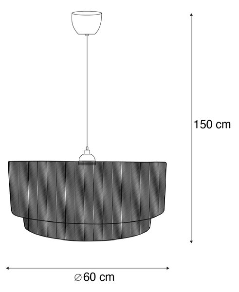 Závěsné svítidlo Japandi černé s hnědým lanem 60 cm - Smilla
