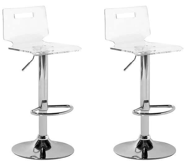 Sada dvou barových židlí průhledný bílý plast MALTA