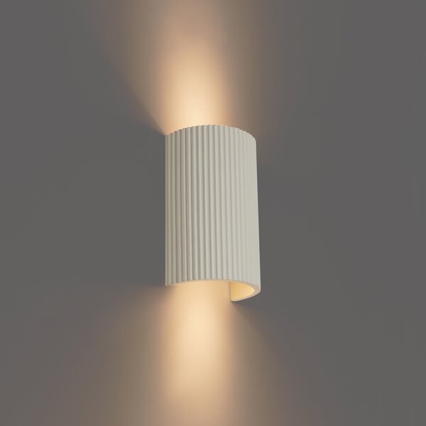 Skandinávská nástěnná lampa béžová půlkruhová 2-světla - Plaster