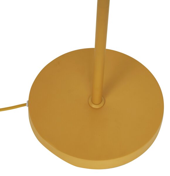 Retro stojací lampa hořčičně žlutá s matným sklem - Fedde