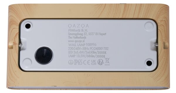 Skandinávské venkovní nástěnné svítidlo s dřevěným potiskem 17,5 cm vč. LED IP65 - Batt