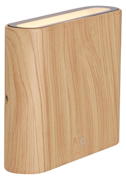 Skandinávské venkovní nástěnné svítidlo s dřevěným potiskem 11,5 cm vč. LED IP65 - Batt