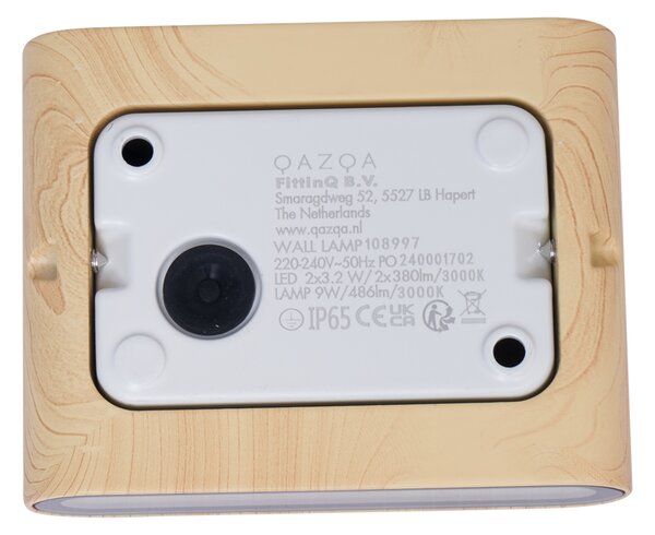 Skandinávské venkovní nástěnné svítidlo s dřevěným potiskem 11,5 cm vč. LED IP65 - Batt