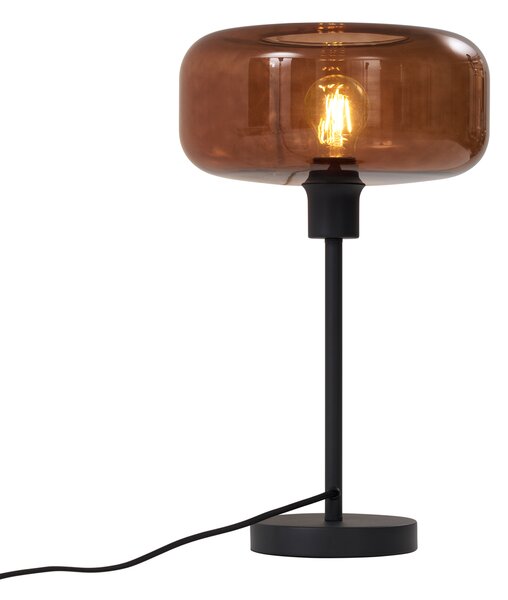 Retro stolní lampa černá s bronzovým sklem - Bizle